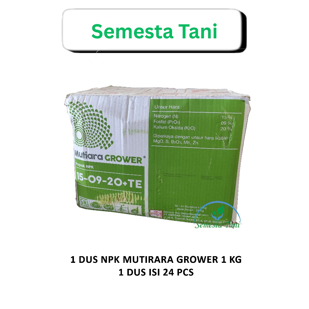 1 DUS - PUPUK NPK MUTIARA GROWER 1 KG - 1 DUS ISI 24 PCS