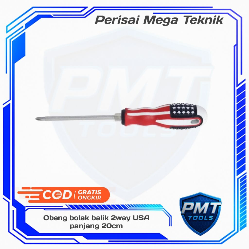 Obeng bolak-balik / obeng plus minus USA 2 way panjang 20 & 30cm