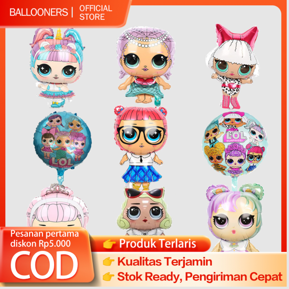 Balon Foil Jumbo Karakter LOL Lucu Untuk Dekorasi Ulang Tahun Anak-Anak.