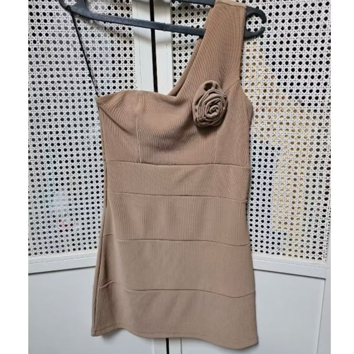 dress bodycon Korea style baju terusan sexy one shoulder