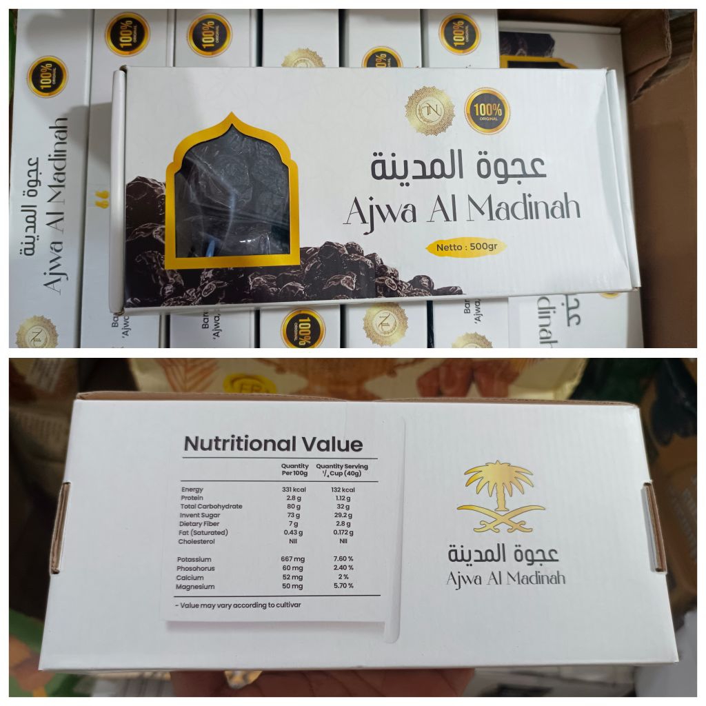 

Kurma Ajwa Al Madinah Premium Tin 500g Box Putih