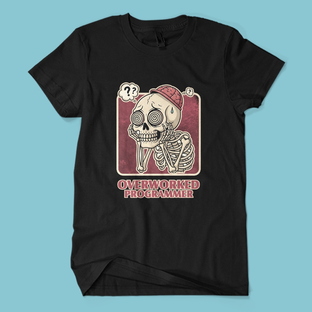 Kaos Distro Premium OVERWORKED PROGRAMMER - Baju Programming Coding Unisex Dewasa