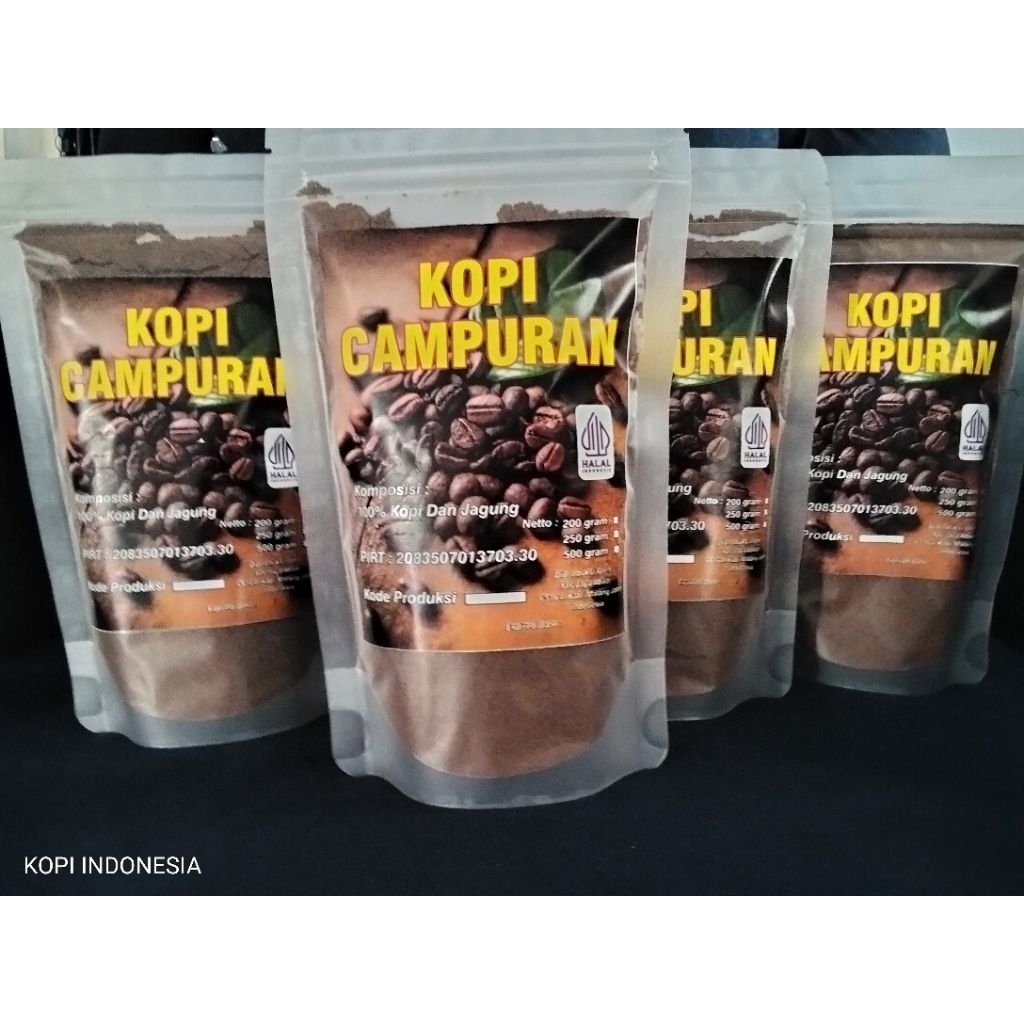 

250 GRAM KOPI CAMPURAN,100% TERBUAT DARI BIJI KOPI DAN JAGUNG,TANPA BAHAN KIMIA.