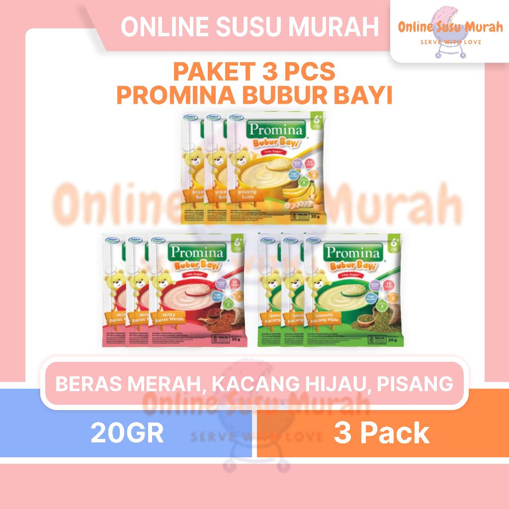 PROMINA PAKET 3 RENCENG 6+ BUBUR BAYI SEREAL SACHET 20 GR 1 RENCENG 8 SACHET 20GR MPASI PRLA