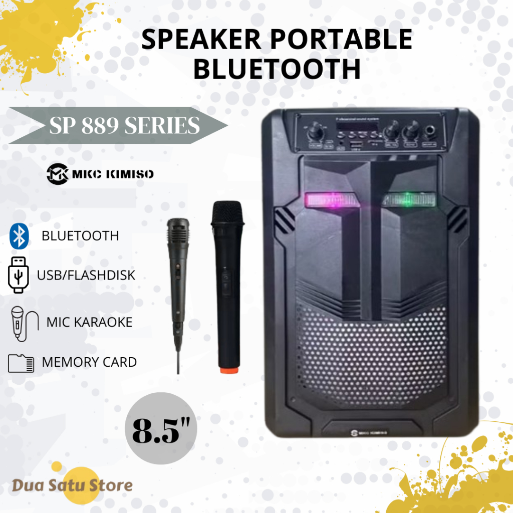 MKC 8.5 Inch Portabel Speaker Bluetooth QS 889 Free Microphone Wireless
