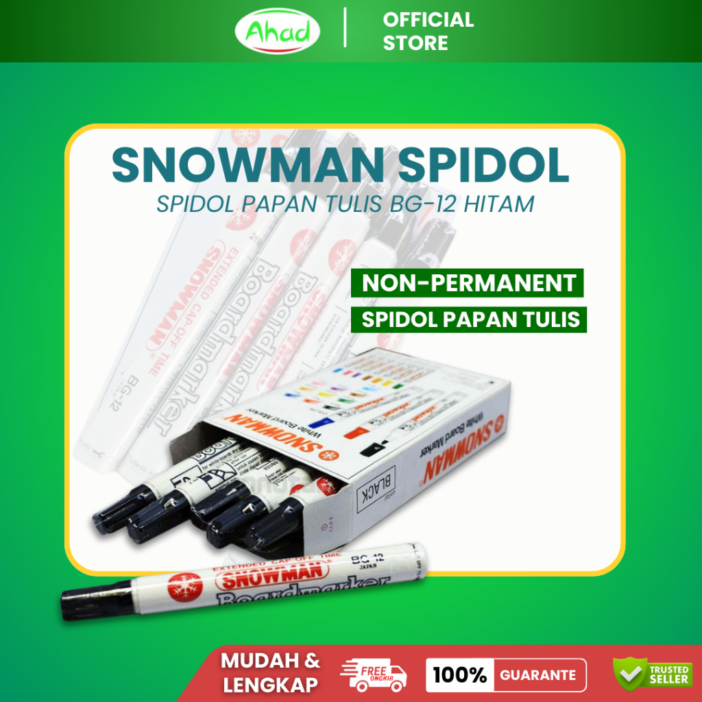 

Spidol Papan Dihapus Snowman Non Permanent | 1 Pack isi 12