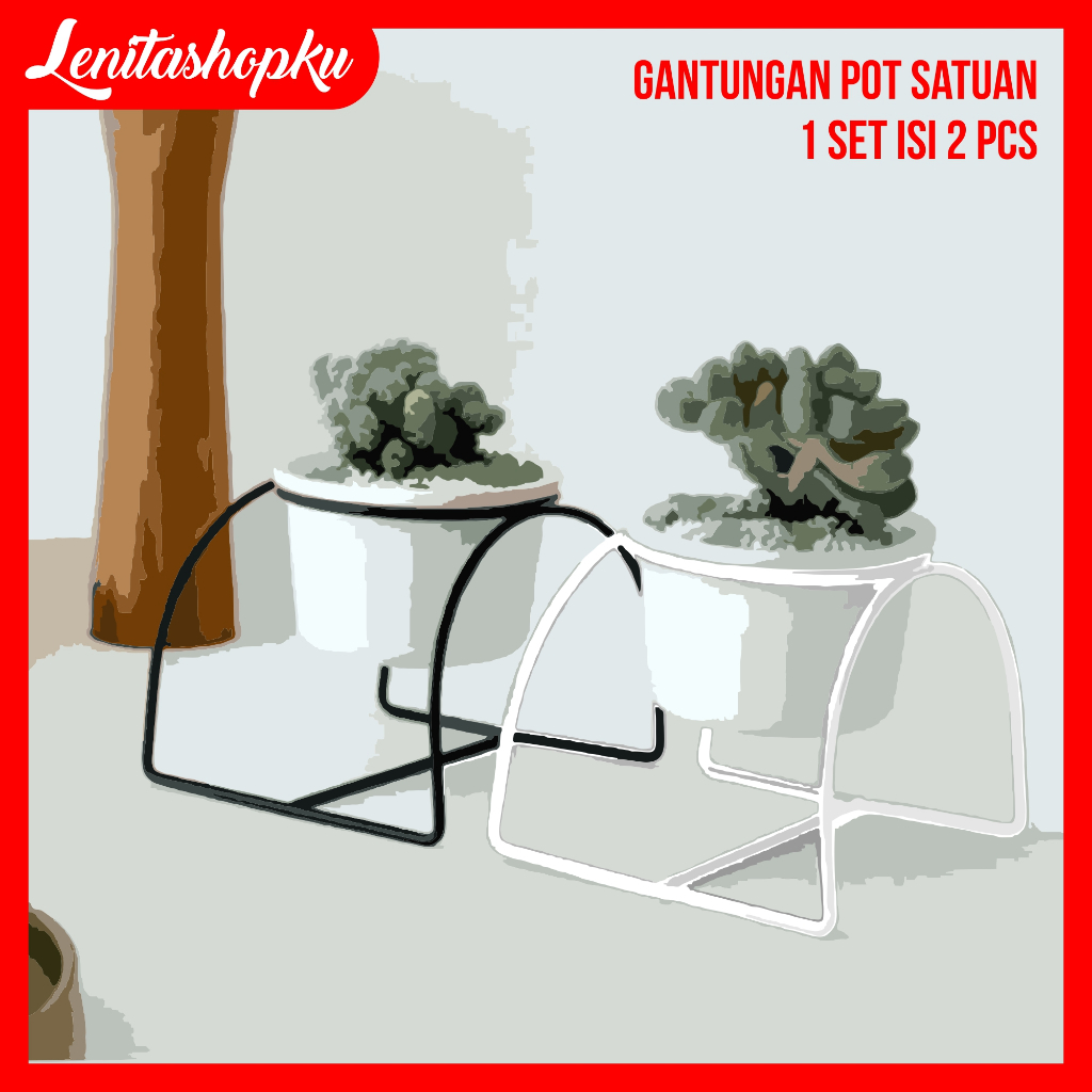 Lenitashopku Standing Besi Rak Pot Satuan Holder Diameter 10cmPenyimpanan Vas Bunga Taman Indoor Out