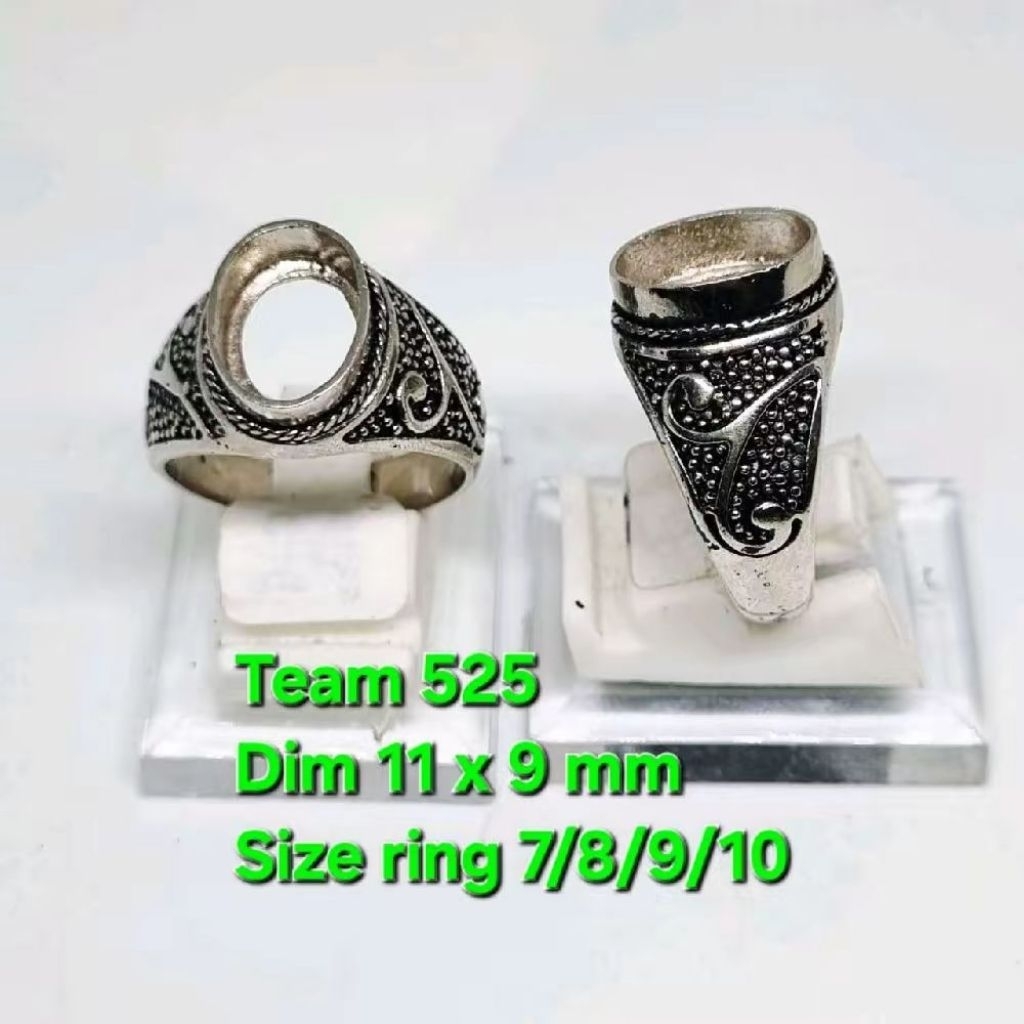 Ring emban alpaka super dim 11x9 motif bintik ukir / pengikat ring cincin batu akik eceran