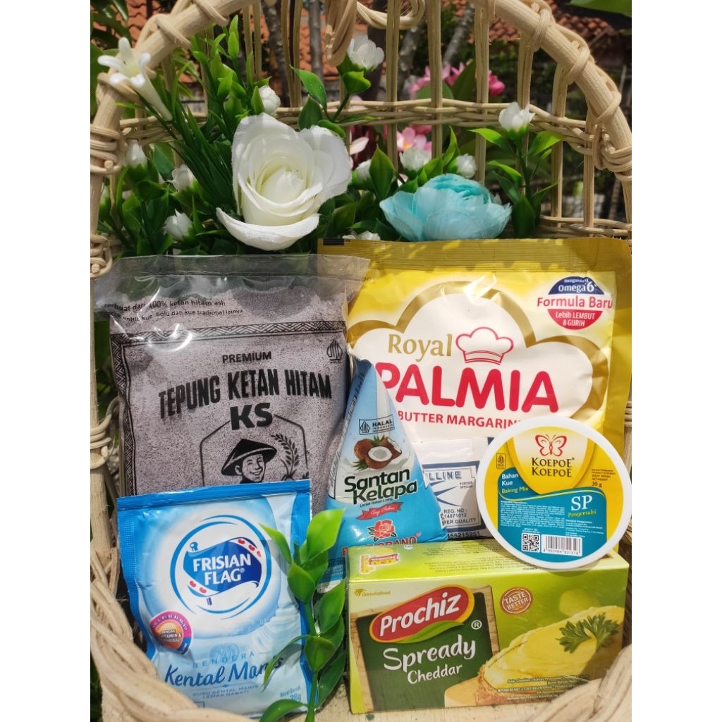 Paket Bolu Ketan Hitam Tepung ketan Hitam KS + Keju Prochiz + Margarin Royal + SP + Santan + Susu Ke
