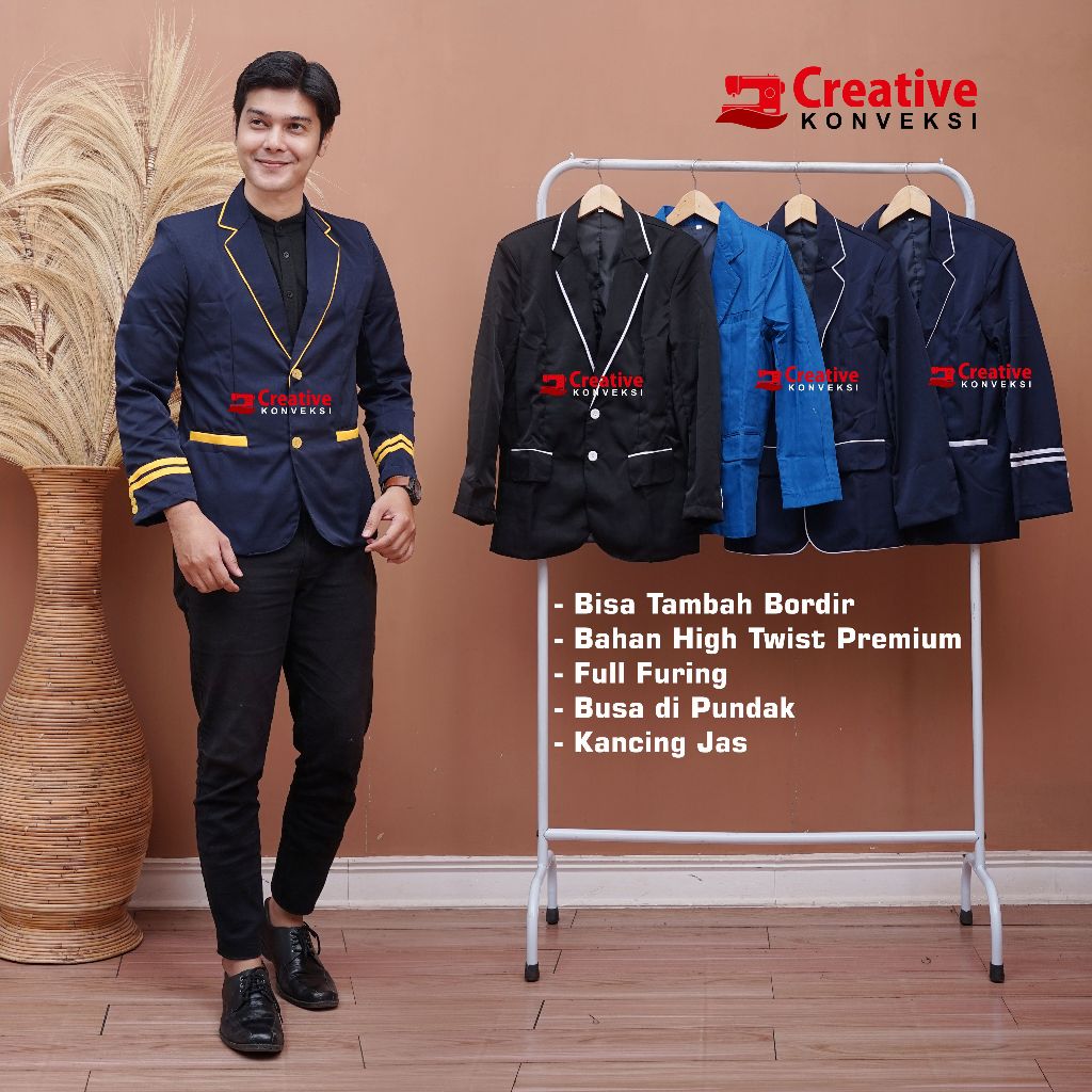 JAS ALMAMATER NAVY LIS KUNING / JAS OSIS SMP SMA NAVY Jas Almamater / Full Puring / Jas Mahasiswa