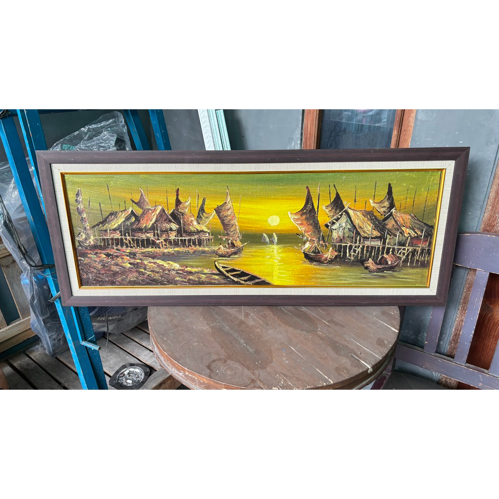 lukisan kanvas cat minyak kapal hiasan dinding