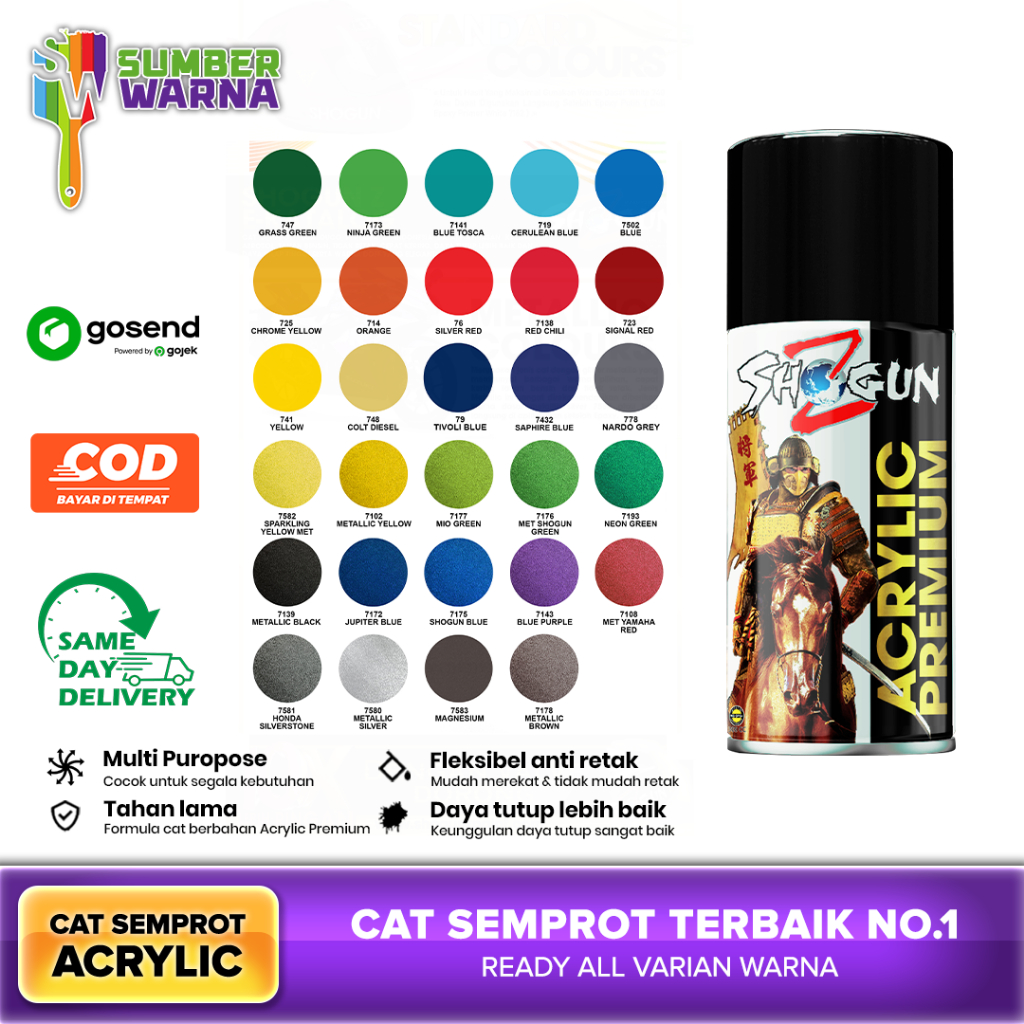 Cat Pilok Pilox Akrilik Shogun Z PREMIUM Cat Semprot Pylox Acrylic Body Motor Velg Helm Dekorasi Int