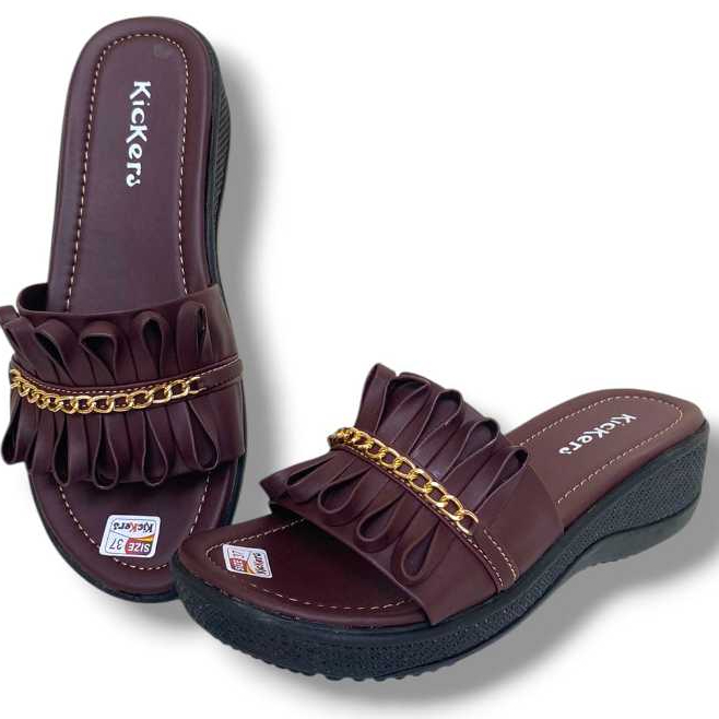 Sandal Wanita Sandal Slop Wedges Premium Platform EVA Rubber Non Slip Sole Double Strap Rante