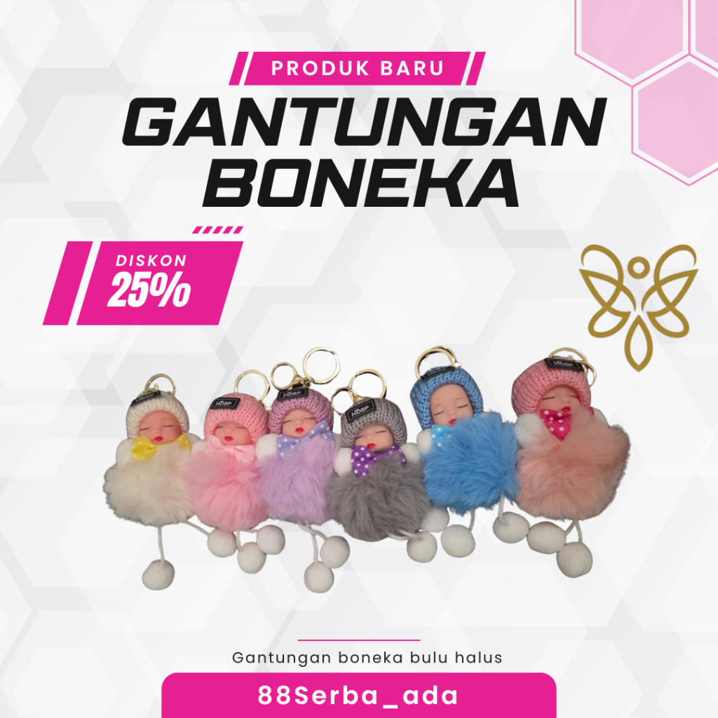 Gantungan Kunci Boneka Bulu Halus – Aksesoris Lucu Tas & Kunci