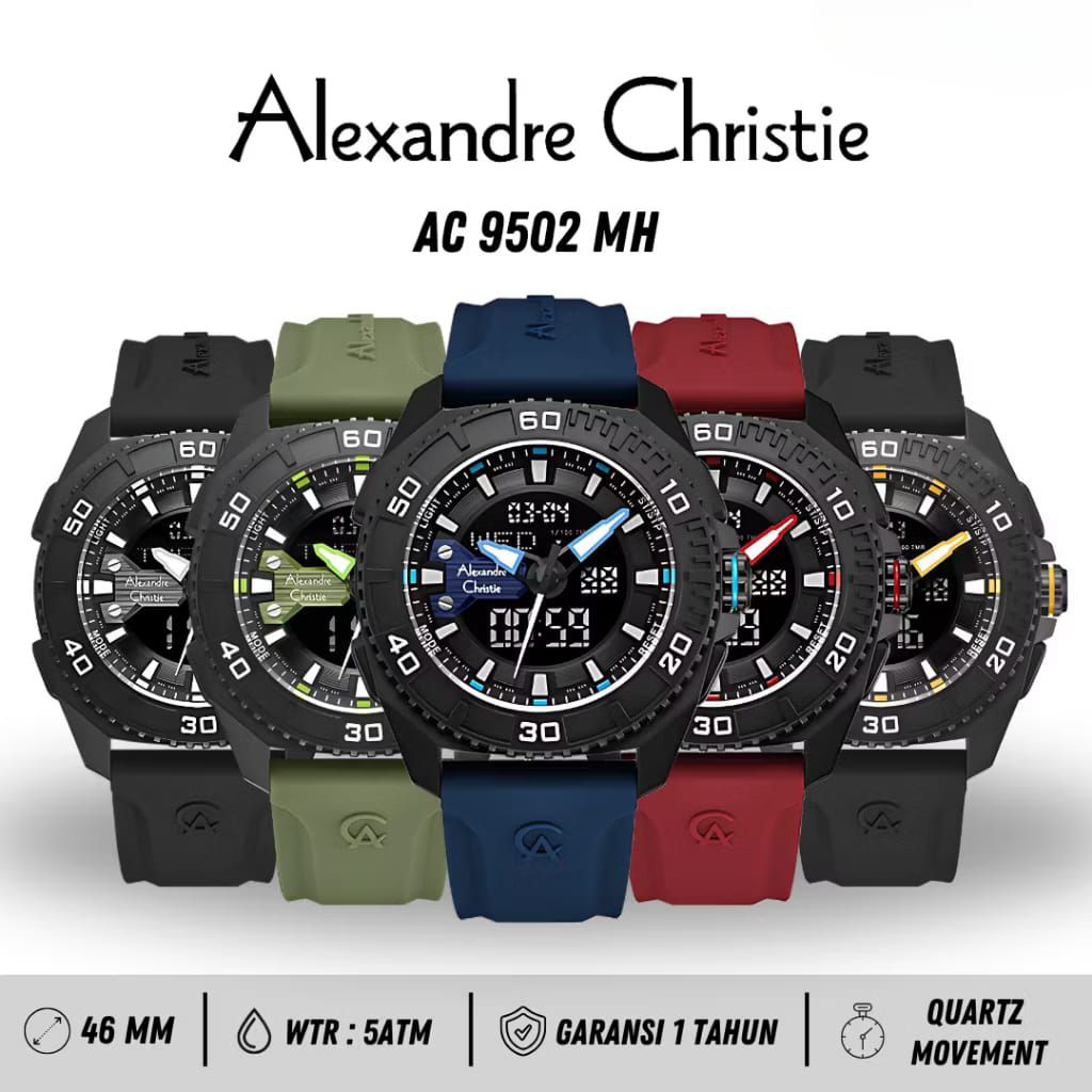 Jam Tangan Pria Alexandre Christie AC9502 AC 9502 Analog-Digital Original