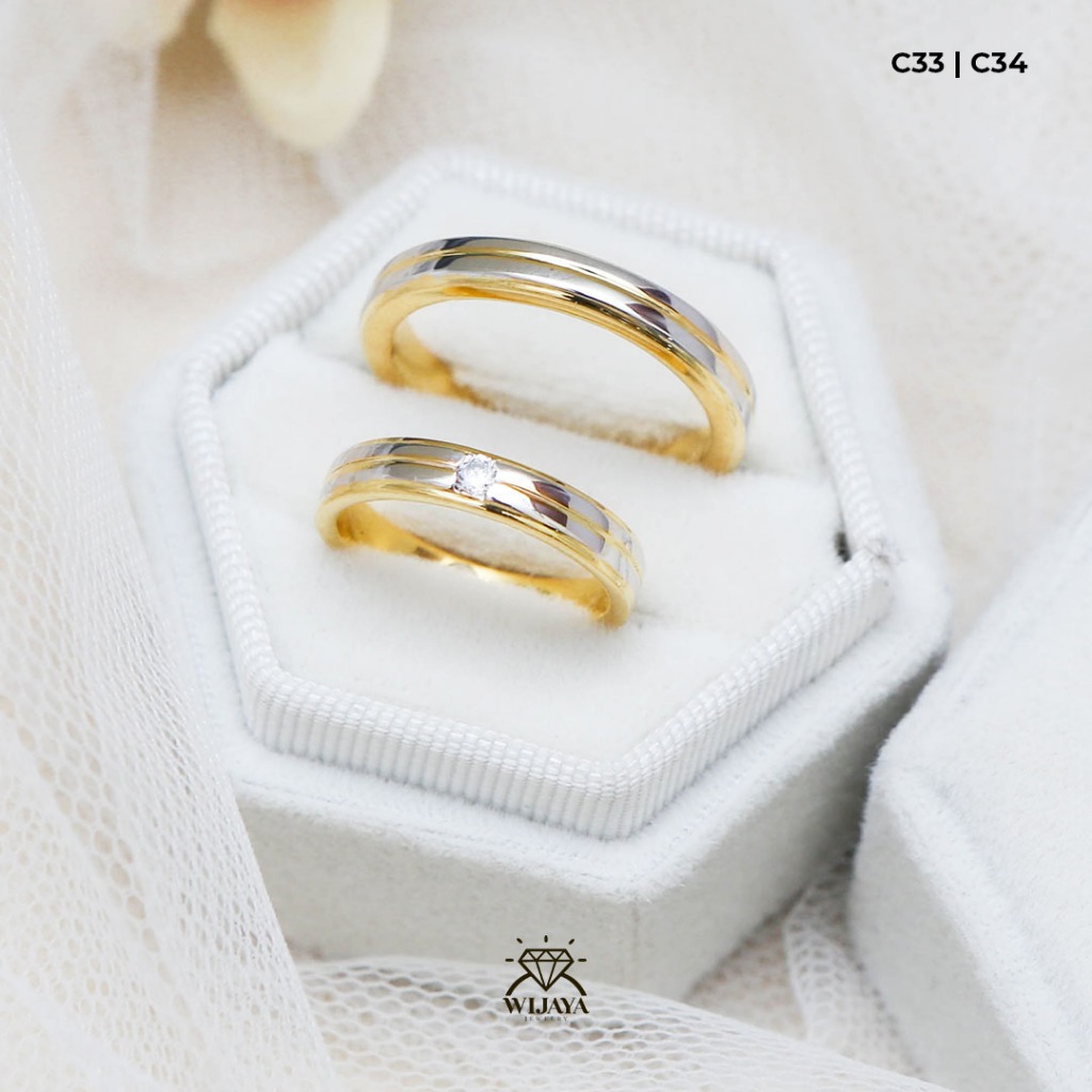 Cincin Couple Palladium Platinum  Emas Kuning Emas Putih Nikah dan Kawin - WIJAYA Jewelry