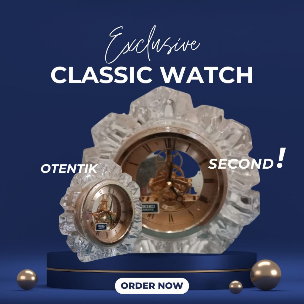 Jam Meja Kristal Jadul Seiko Quartz Antik ( Bukan Jam Dinding)