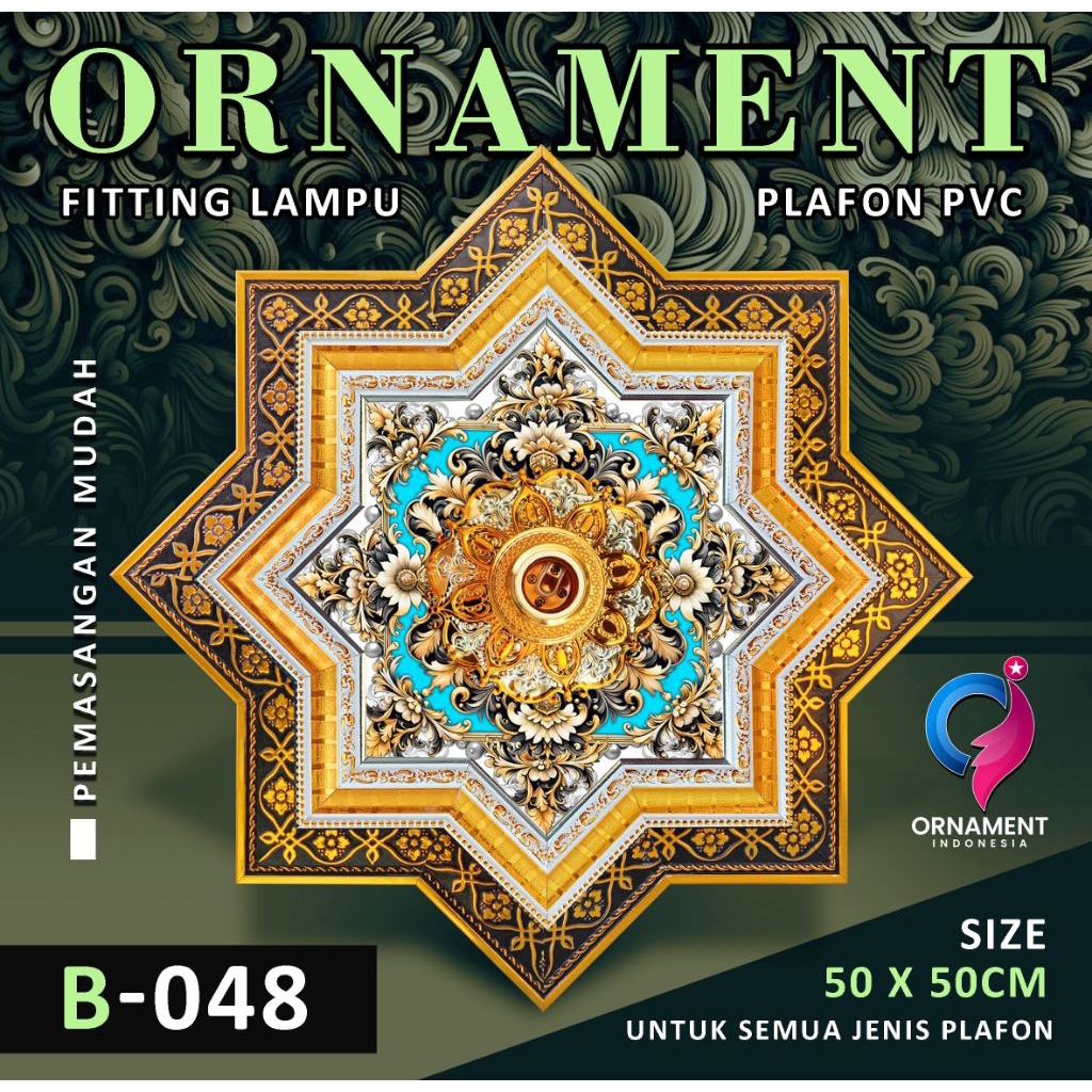 Ornamen lampu plafon pvc ukuran 50x50 cm fitting lampu plafon premiun