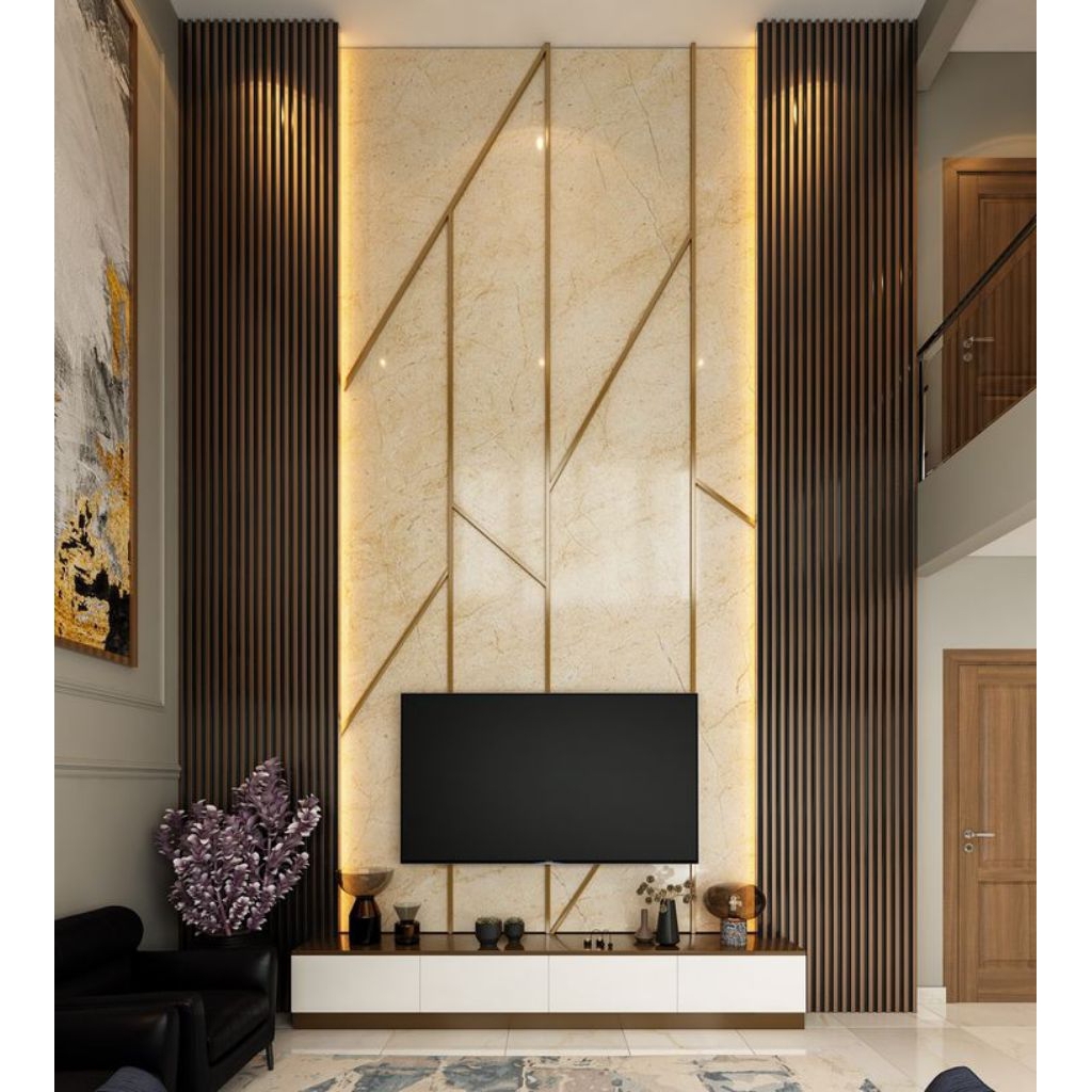 Sun Furniture BACKDROP TV CUSTOM, KABINET TV, LEMARI TV MINIMALIS MODERN, BACKWALL TV