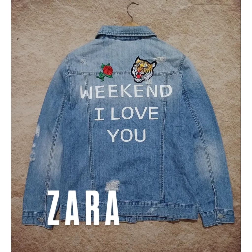 jaket trucker ZARA model ripped recomend bekas/second/preloved