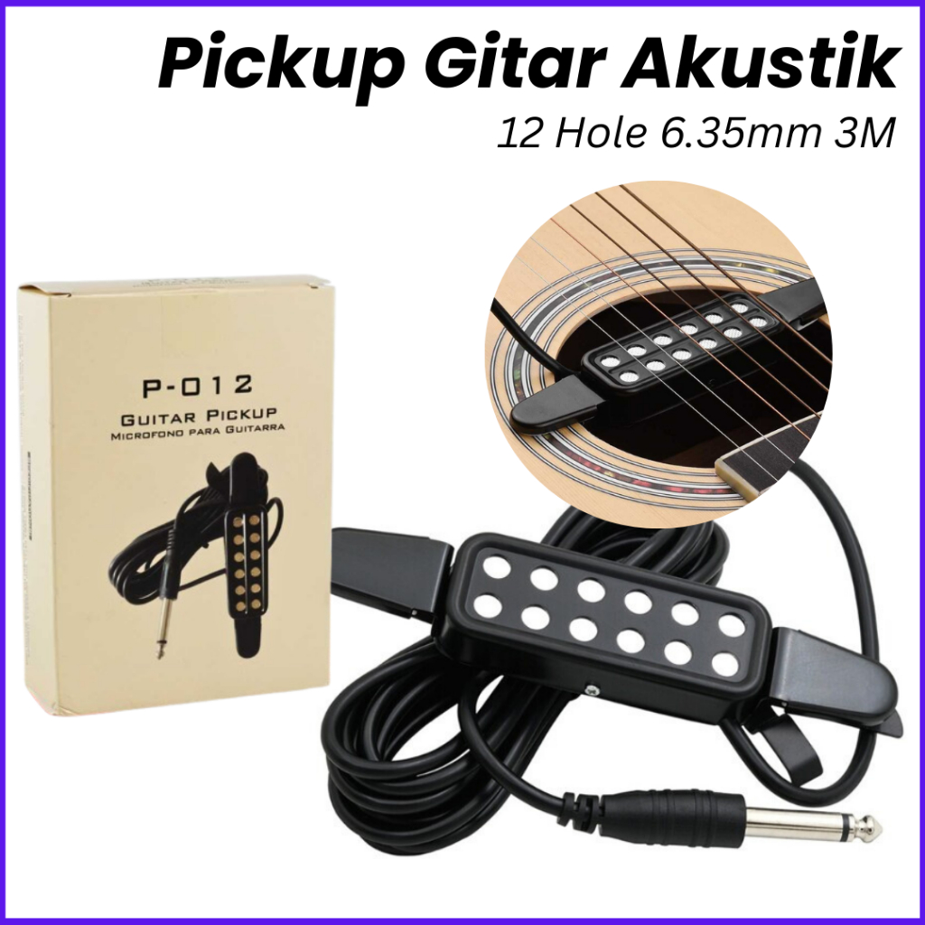 KS COD Fishman Spull Pickup Gitar Akustik Jadi Elektrik 12 Hole 6.35mm 3M - P-012 - Hitam