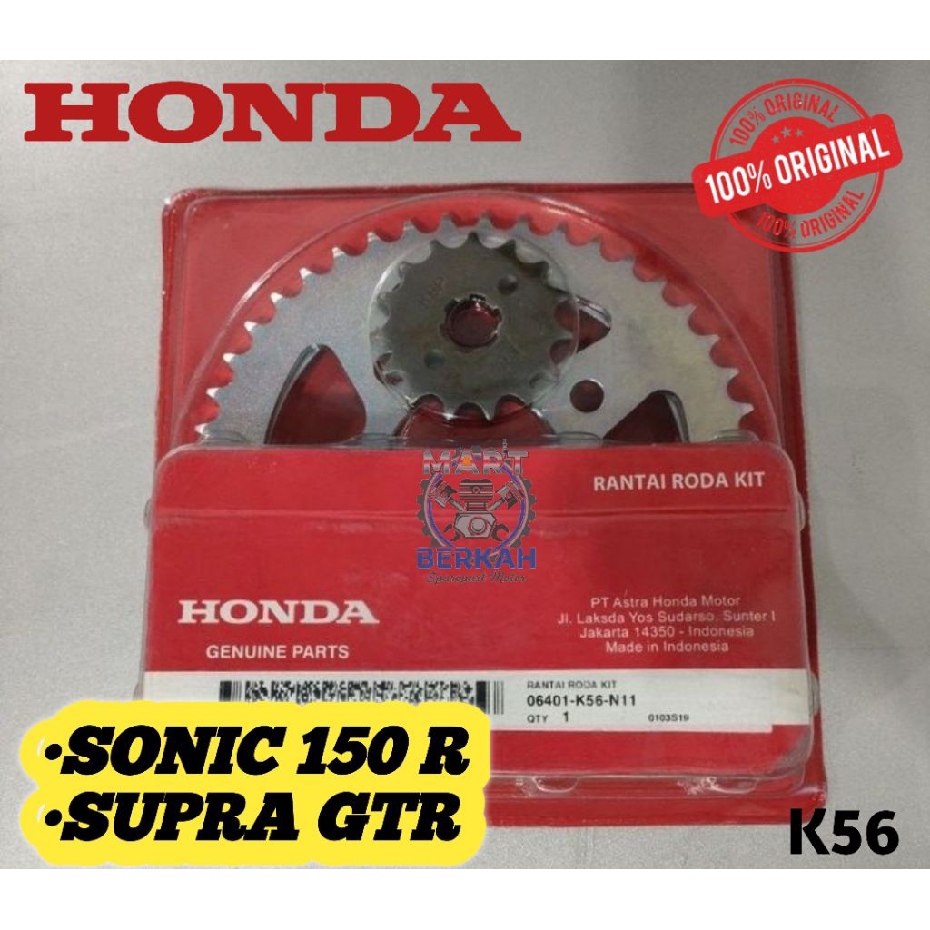 GEAR SET+ RANTAI (K56) SONIC 150 R, SUPRA GTR ORIGINAL HONDA