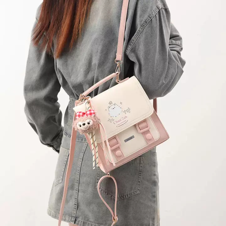 【Kirim liontin】Tas Ransel Lucu Tas Ransel Kotak Aesthetic Korea Wanita import fashion tas sekolah ke