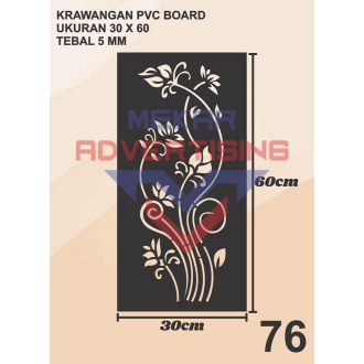 KRAWANGAN PVC BOARD HITAM / ORNAMEN PVC FOAM BOARD HITAM TEBAL 5MM MODEL 76 UKURAN 30X60