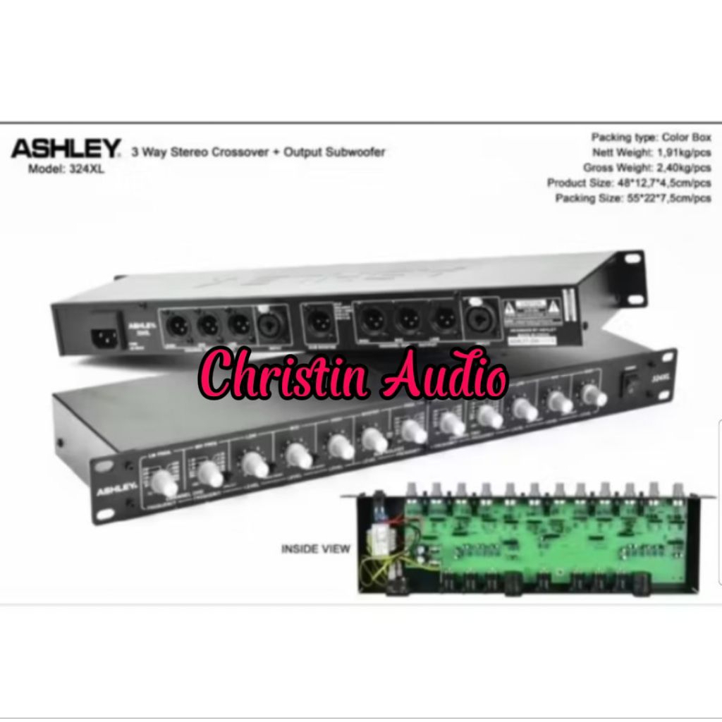 Crossover Audio Ashley 324XL / 324 XL + Subwoofer Komponen Full Macro Original