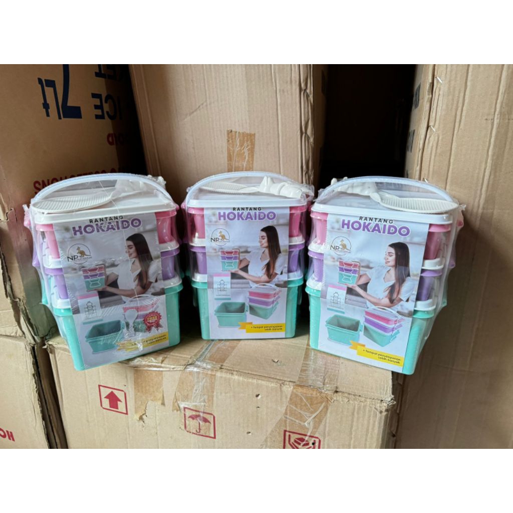 Rantang hokaido susun3/rantang plastik/rantang sekat 3/rantang