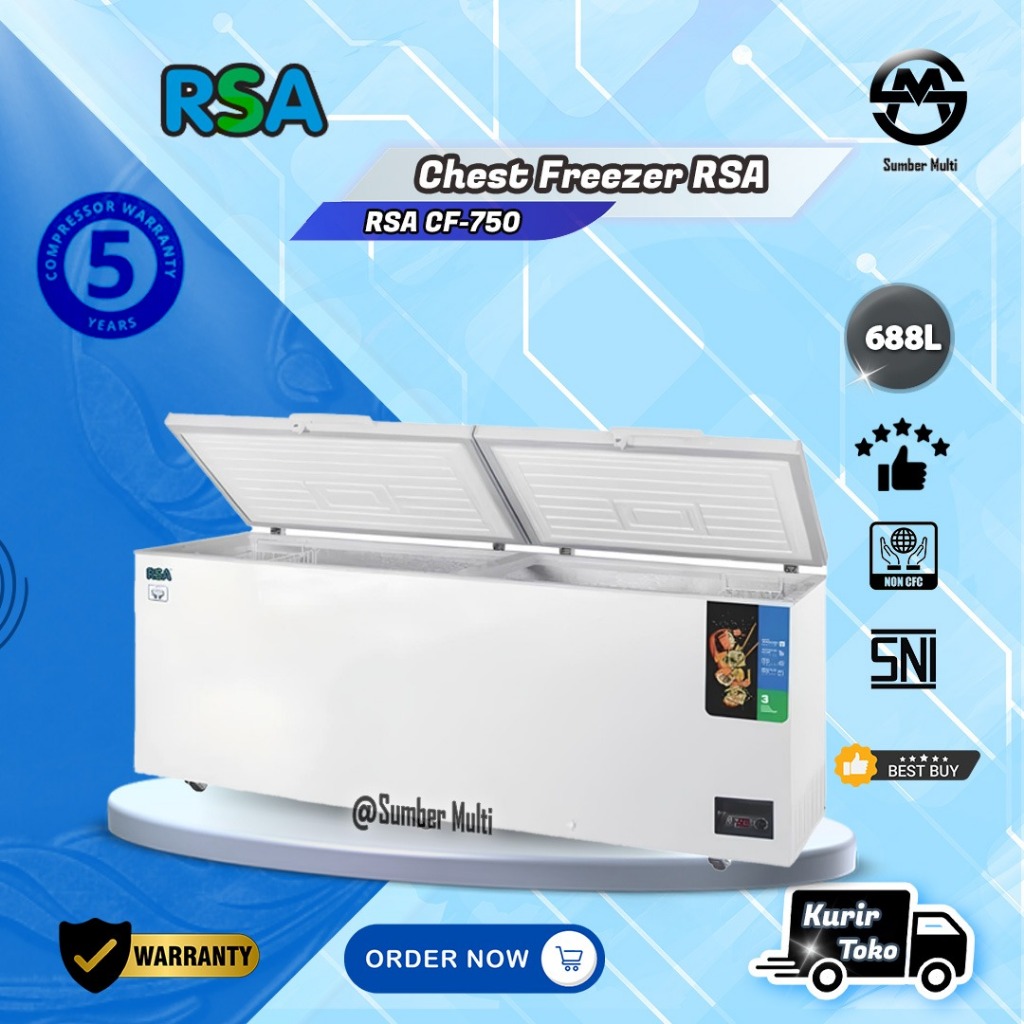 Chest Freezer RSA CF 750 - Freezer 2 Pintu 688 Liter Netto