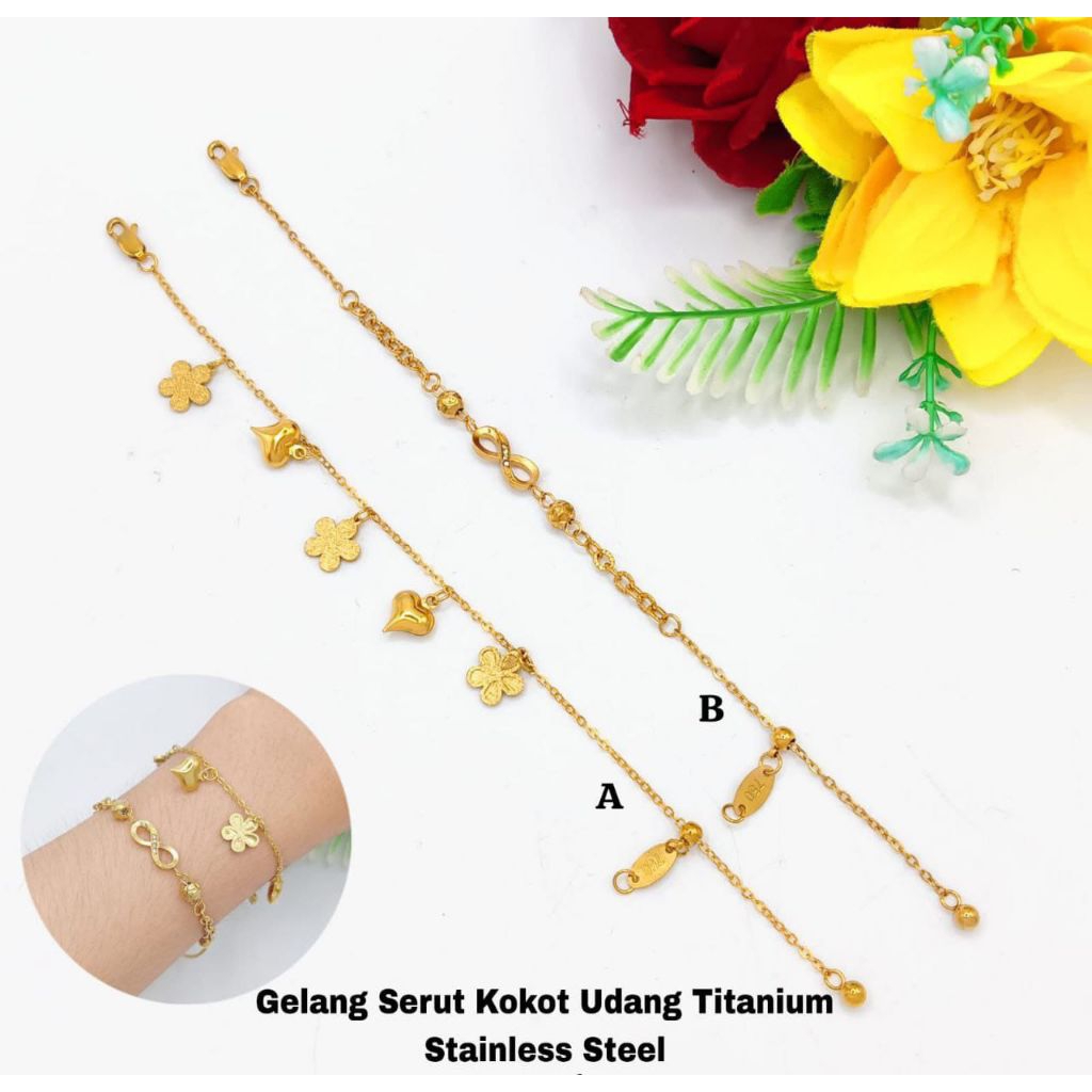 gelang serut kokot udang titanium stainless steel