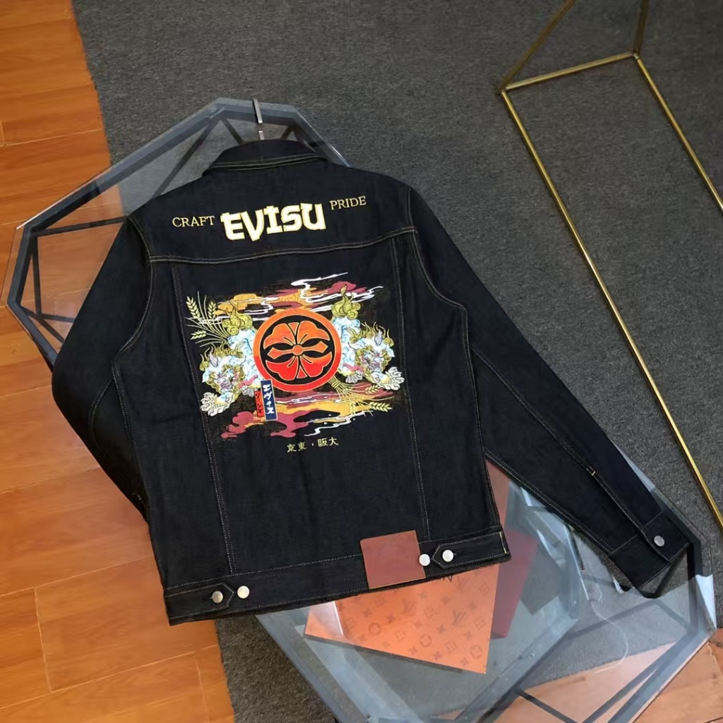 EVISU Fukushin 2025SS Men's Double Komainu Embroidered Denim Jacket