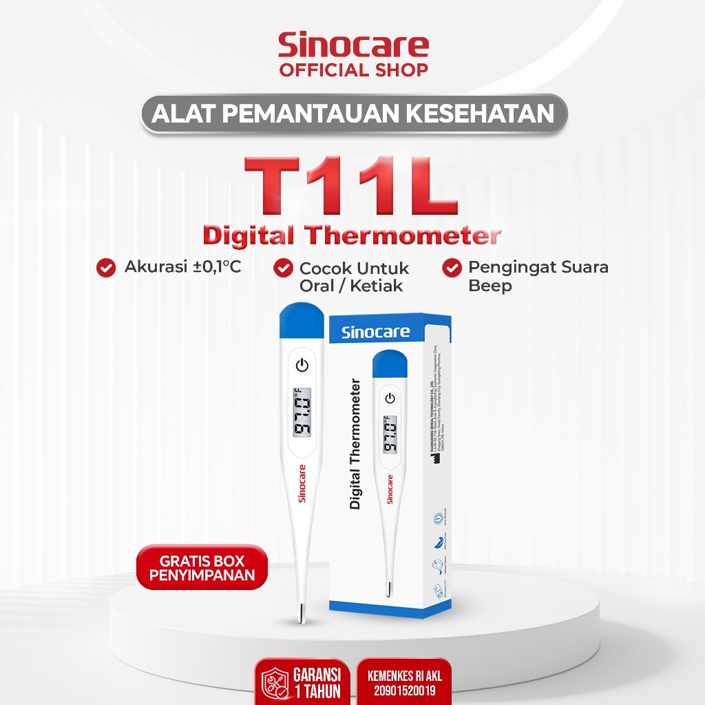 Termometer Digital T11L Sinocare Alat Tes Medis Digital Thermometer Suhu Badan, Tahan Air