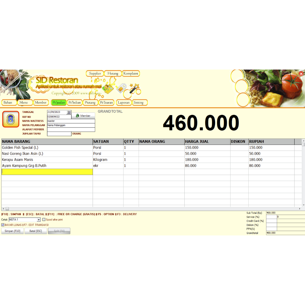 Software Restoran (SID Restoran)