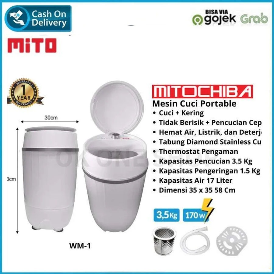 Mito Mesin Cuci Portable 1 Tabung Kapasitas Kecil 3,5 kg | Mini Washing Machine WM1