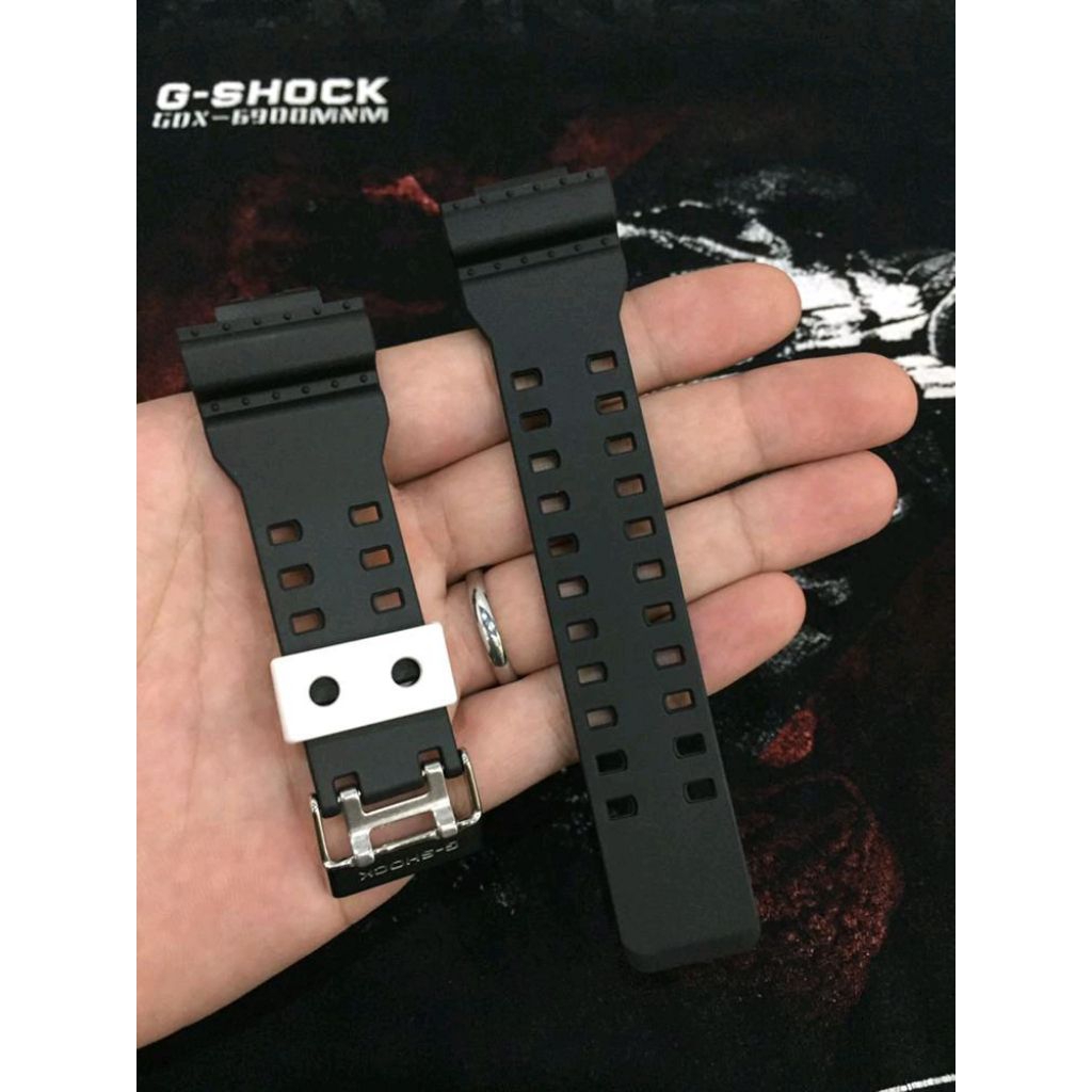 Strap CASIO G-SHOCK GA 100BW fit GA 100 GA 110 GD 100 GD 110 GD 120 HITAM ORIGINAL Buckle Silver Hol