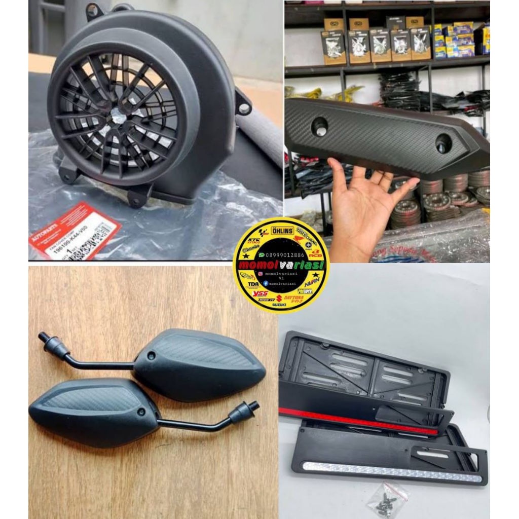 cover kipas beat fi 2015 stater halus + cover knalpot + cover plat nomer + spion kanan kiri buat bea