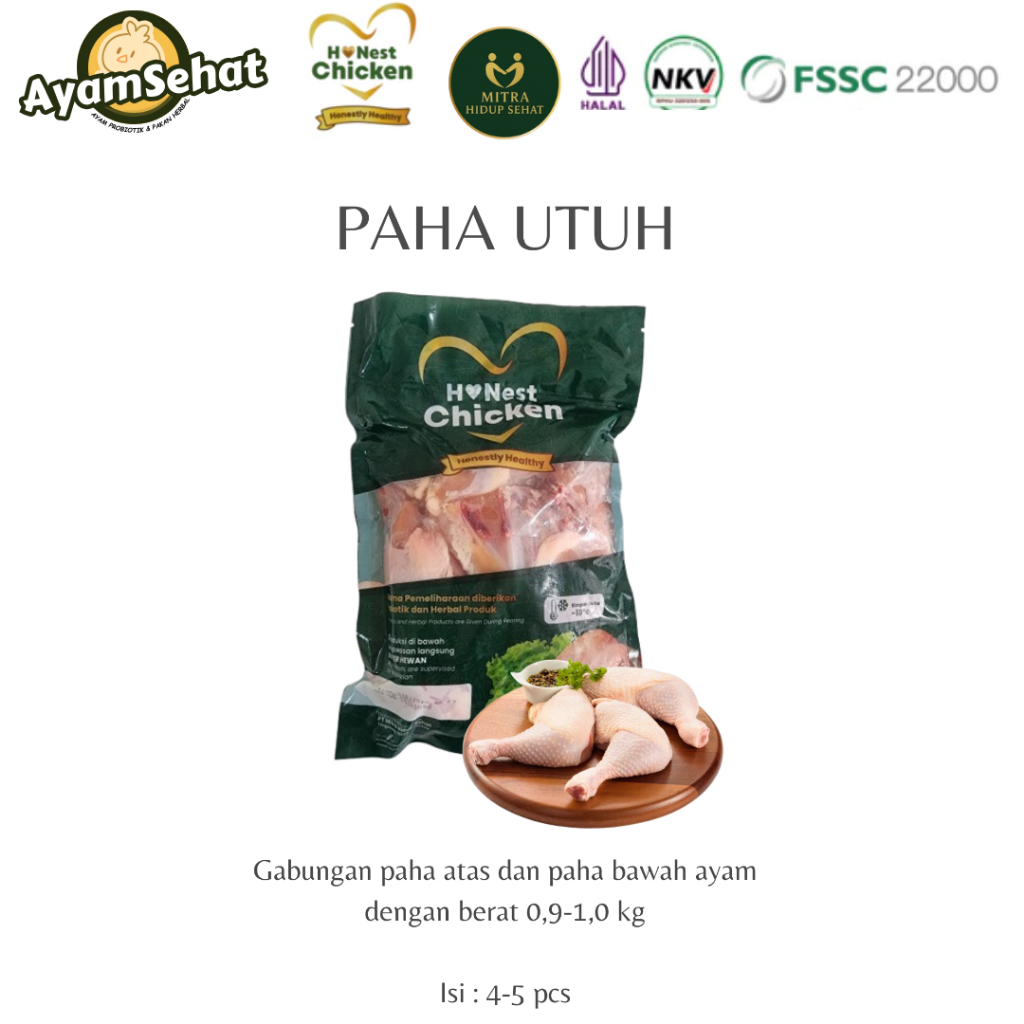 

Honest Chicken Ayam Probiotik & Herbal - Paha utuh