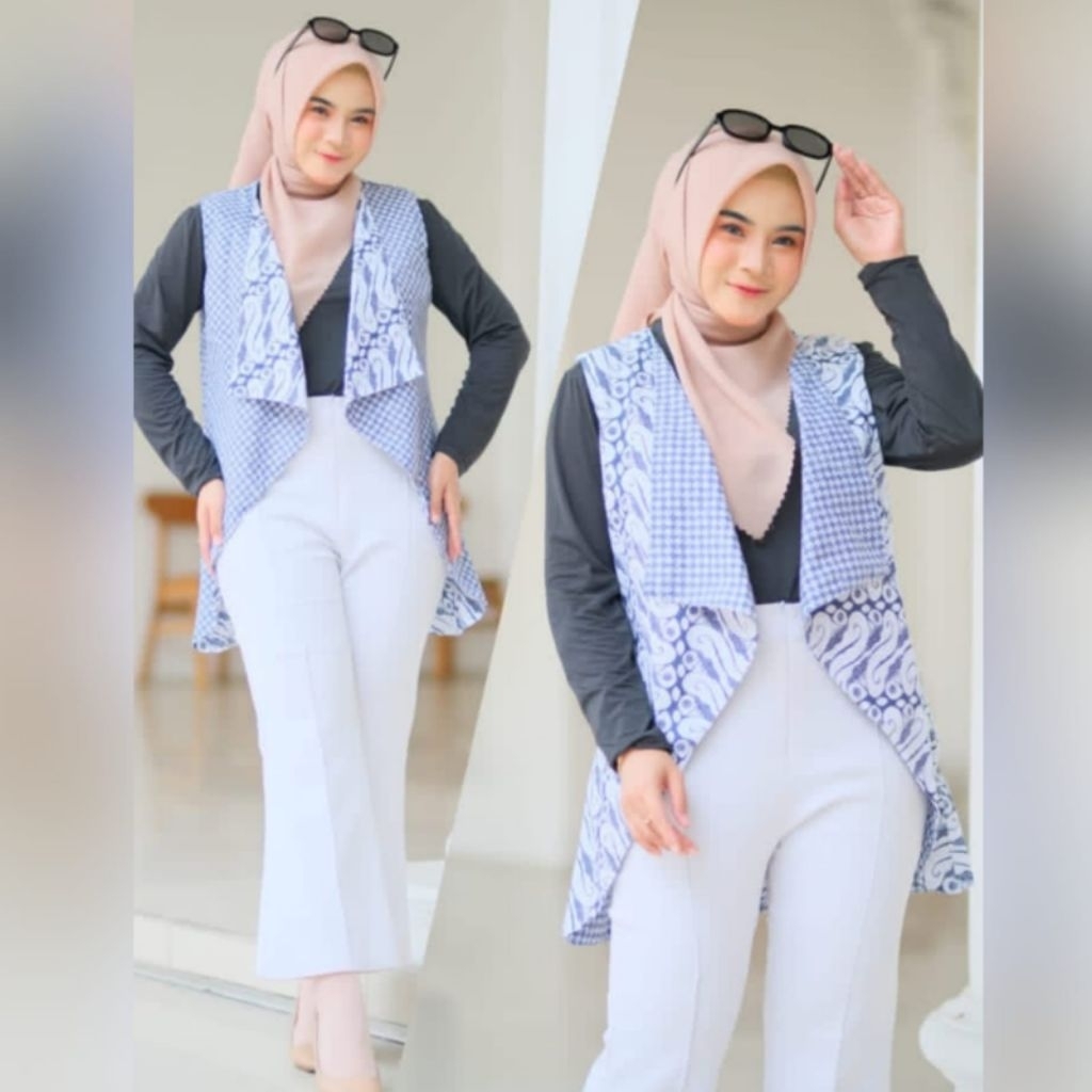 CARDIGAN VEST OUTER BOLAK BALIK BATIK TANPA LENGAN || VEST BATIK 2in1 BOLERO TANPA LENGAN
