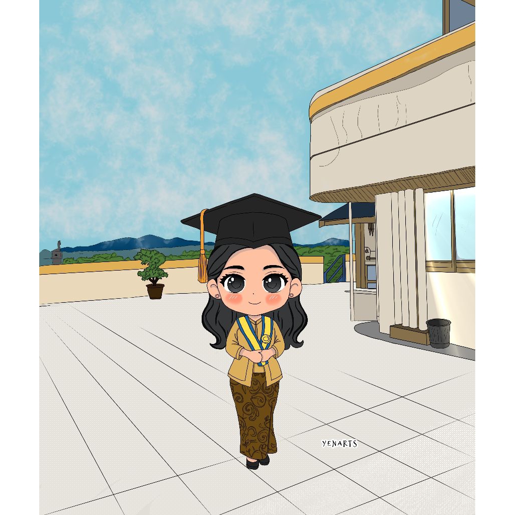 jasa ilustrasi digital/custom ilustrasi chibi/ilustrasi kartun/ilustrasi wisuda/hadiah perpisahan