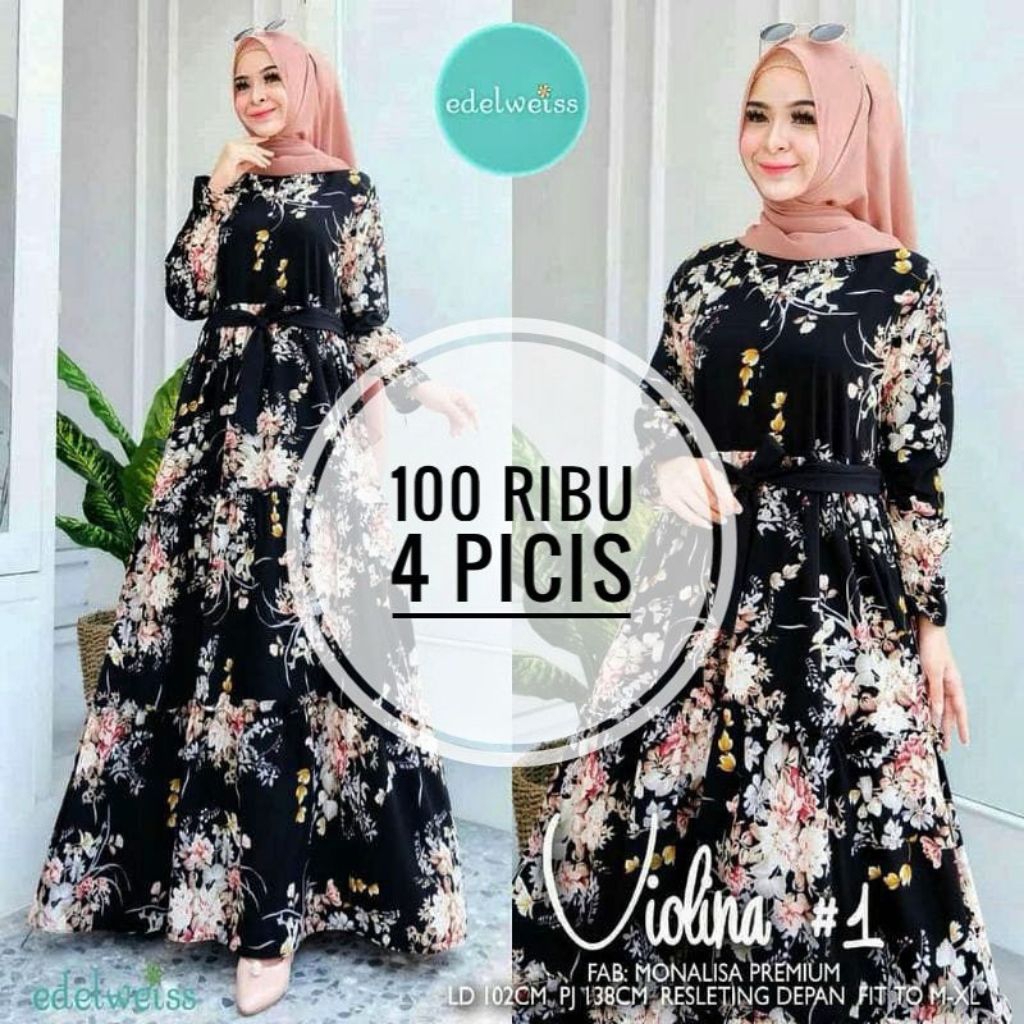 cuci gudang gamis terbaru monalisa//gamis bunga sakura//100% original/katun jepang