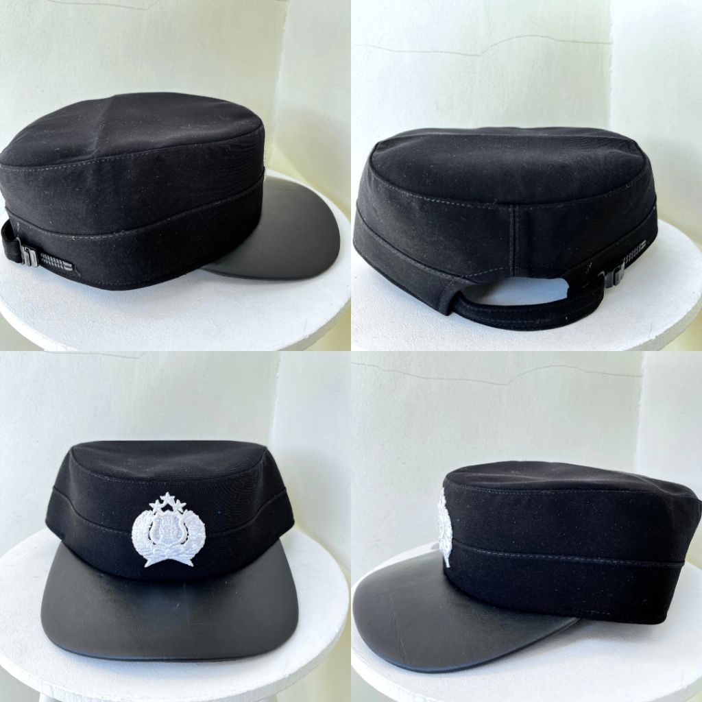 PILKEP KOMANDO BINTARA POLRI TERBARU BAHAN KAIN HALUS LIDAH TOPI KULIT | topi hitam bintara lidah ku