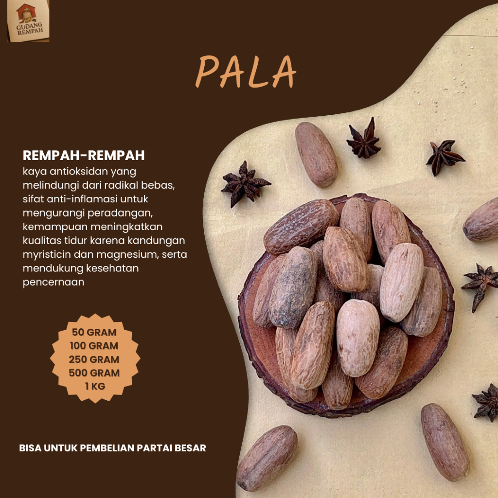 

buah pala kering bumbu masak rempah murah lengkap 100 gr - 1 kg