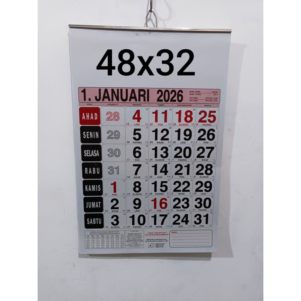 KALENDER DINDING 2026 KALENDER ALMANAK KALENDER JAWA 2026