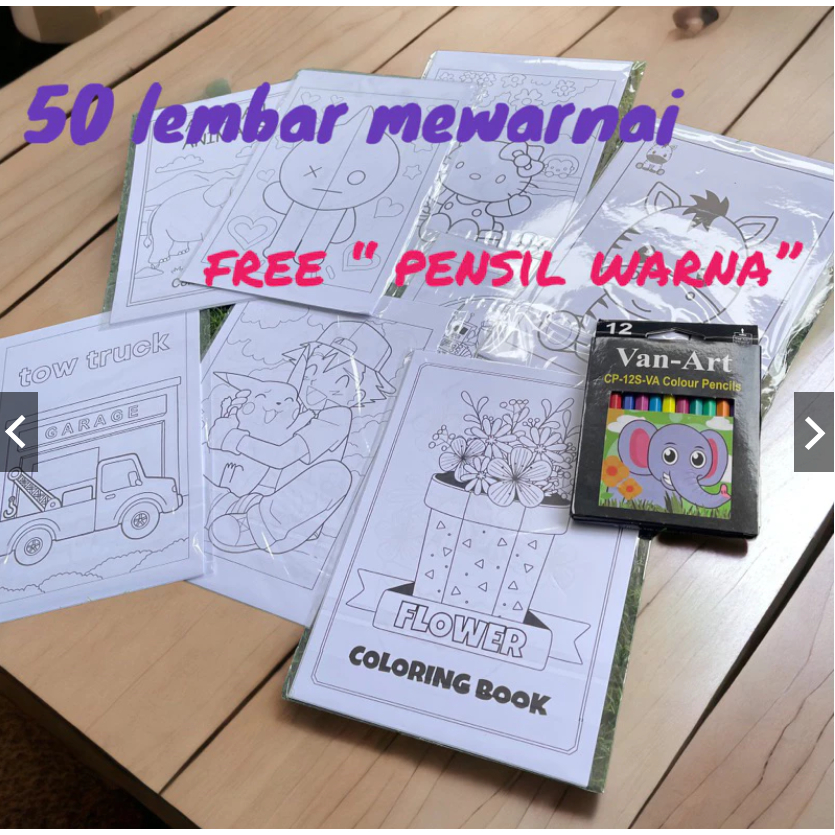 

50 lembar mewarnai free pensil warna