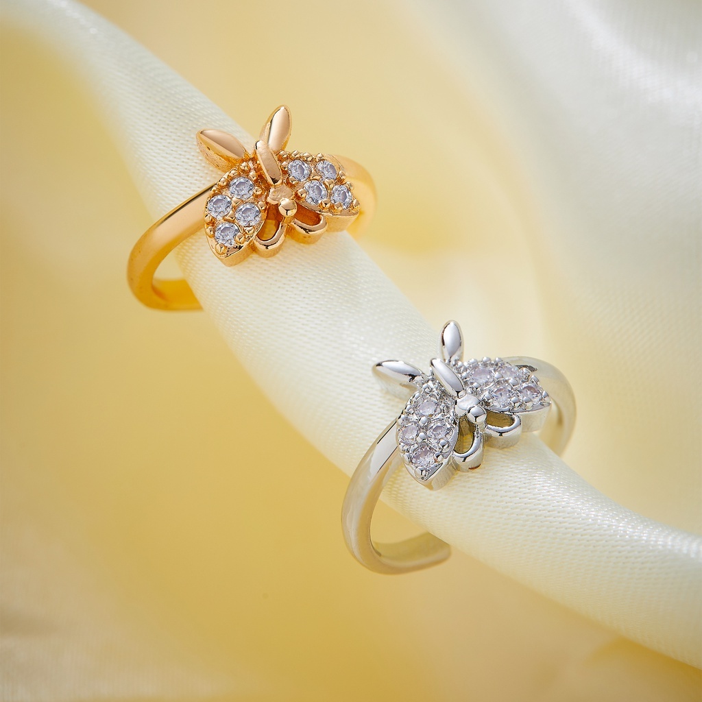 Cincin Titanium Anak Anak Emas Perempuan Laki Laki Insial Kupu Gambar Love Anti Karat Kecil cincin a