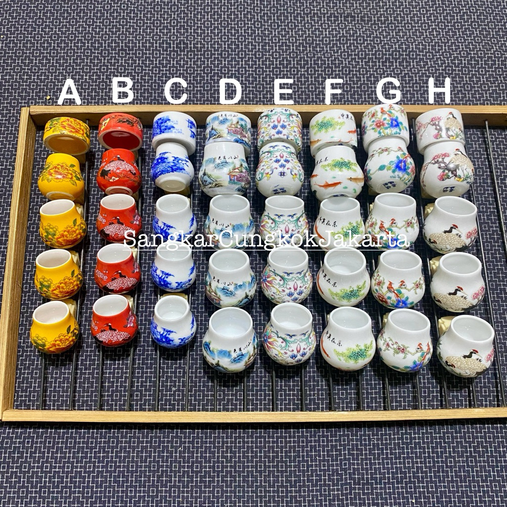 Cepuk Keramik Tempat Pakan Minum Burung Model Pot Set 5pcs Ori Cungkok