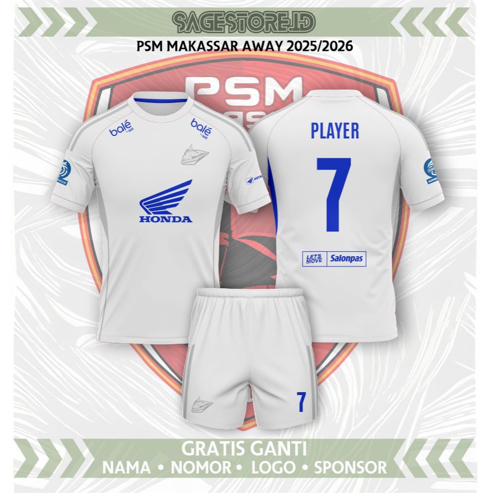 JERSEY PSM MAKASAR 2025/2026 AWAY PUTIH TERBARU