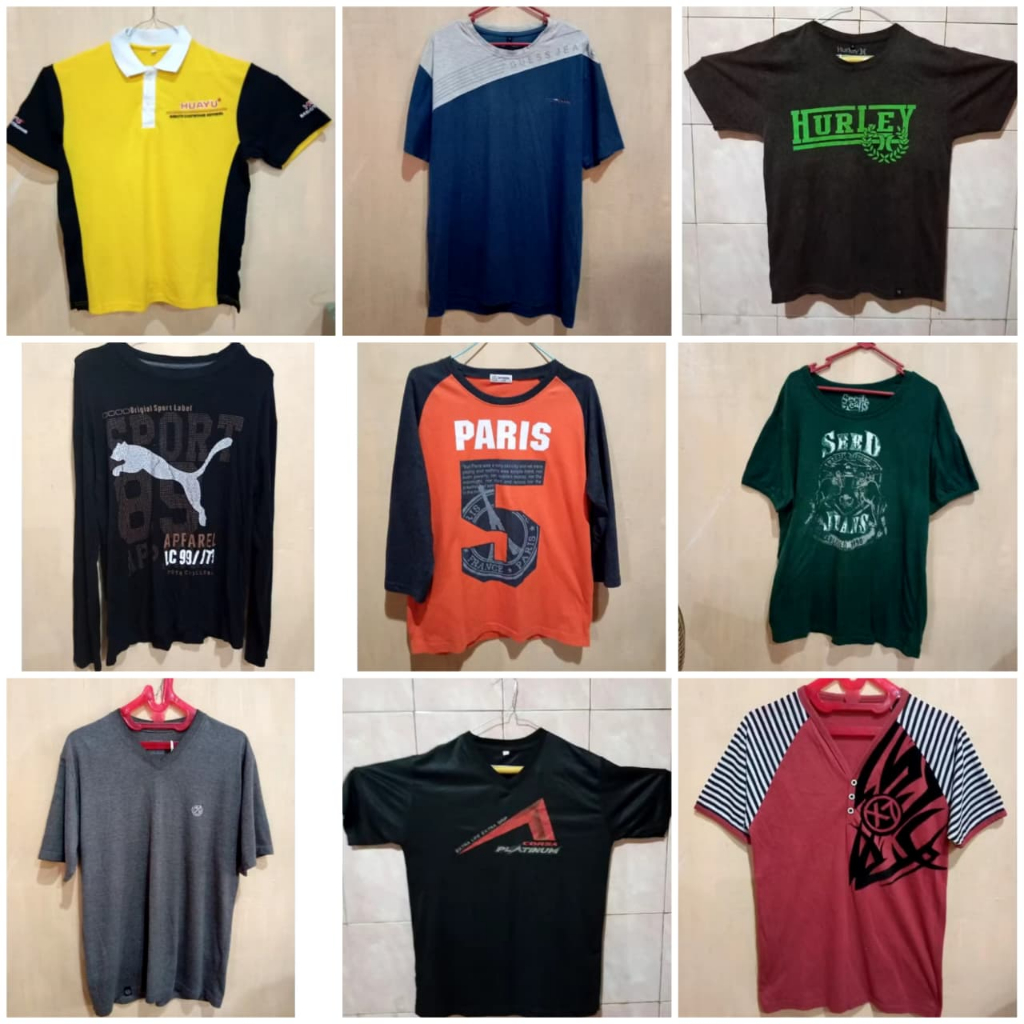 Preloved Kemeja Kerah Pria Cowok Laki Denim Atasan Kaos Baju Seperti Baru Pribadi Polos Cantik Short